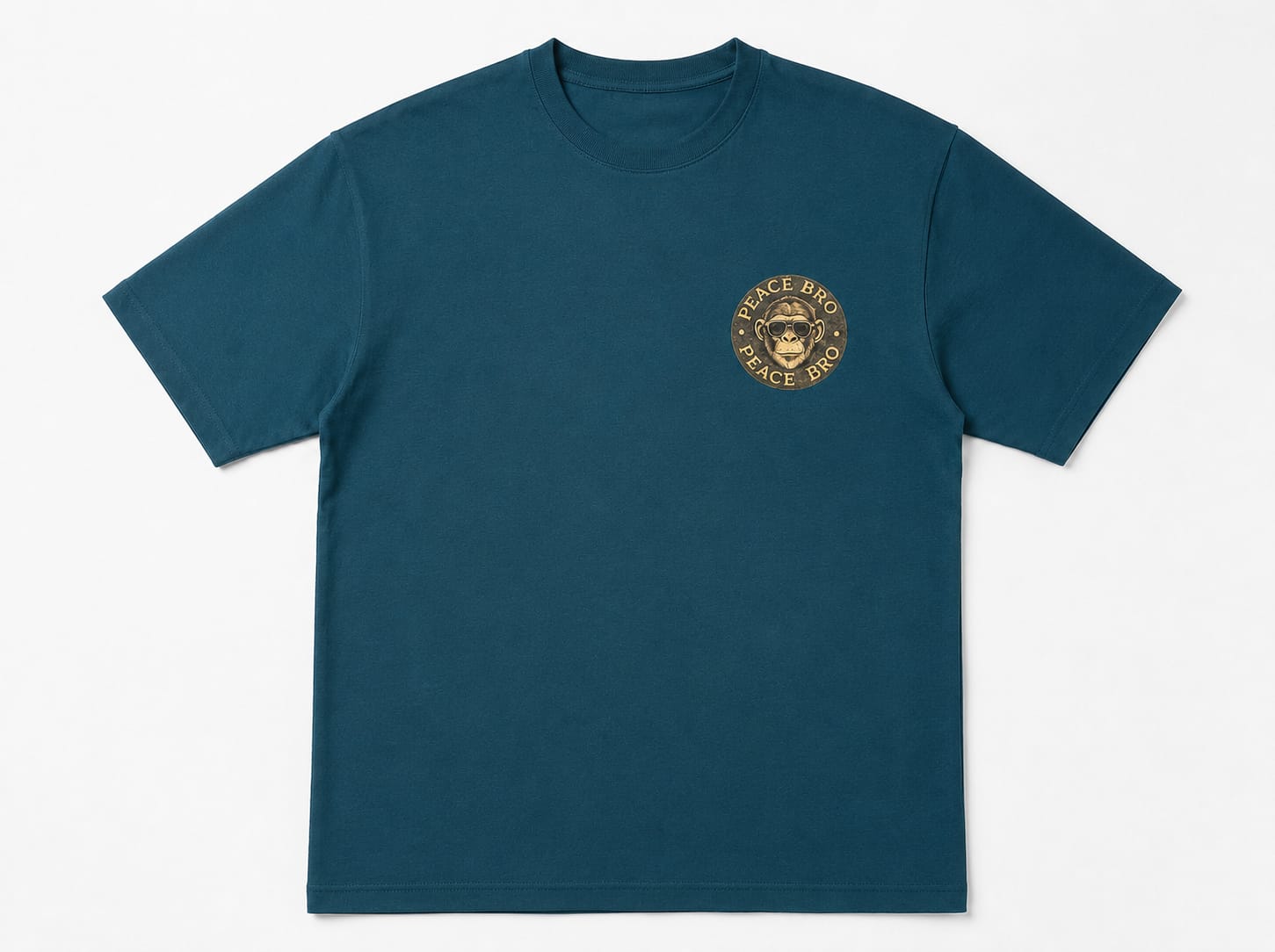 Peace bro Petrol Blue boxi fit t-shirt
