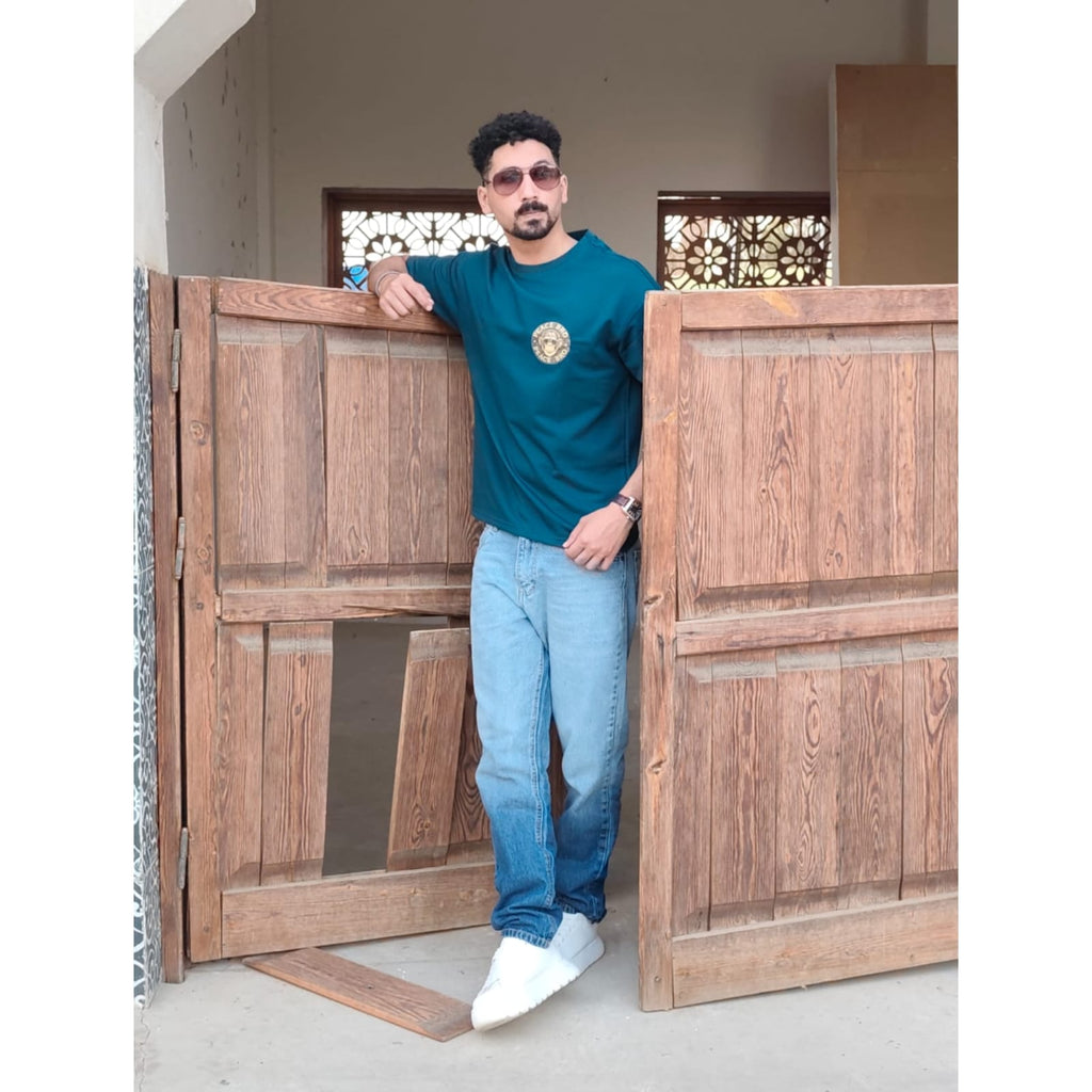 Peace bro Petrol Blue boxi fit t-shirt
