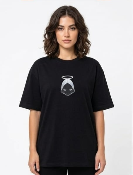 shadow angel black boxi fit t-shirt