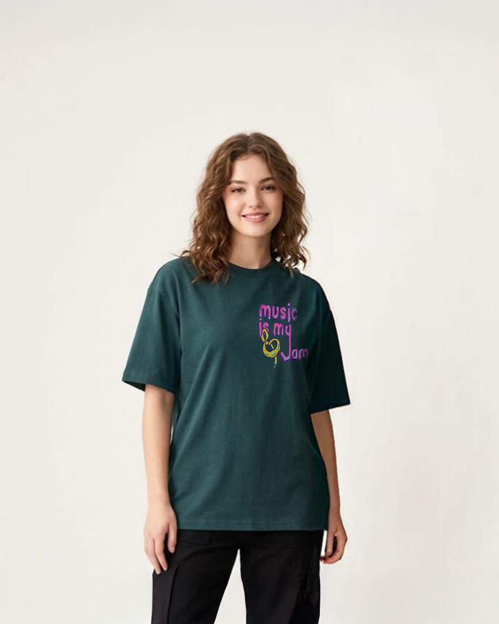 Music is my jam petrol blue boxi fit t-shirt