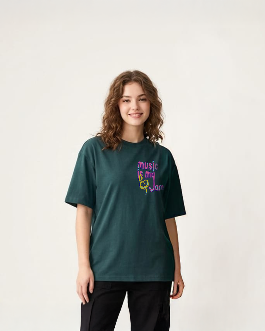 Music is my jam petrol blue boxi fit t-shirt