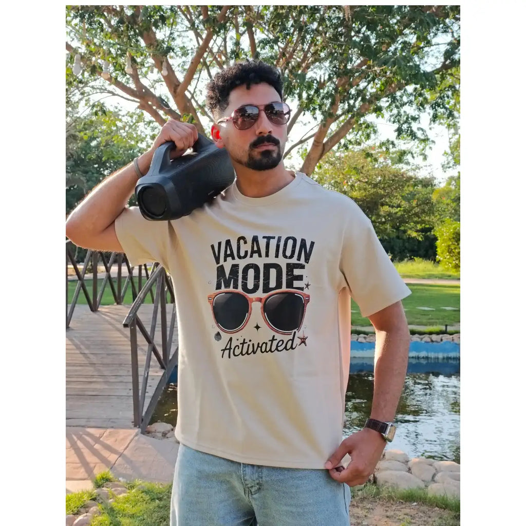 Life is at the beach beige boxi fit t-shirt