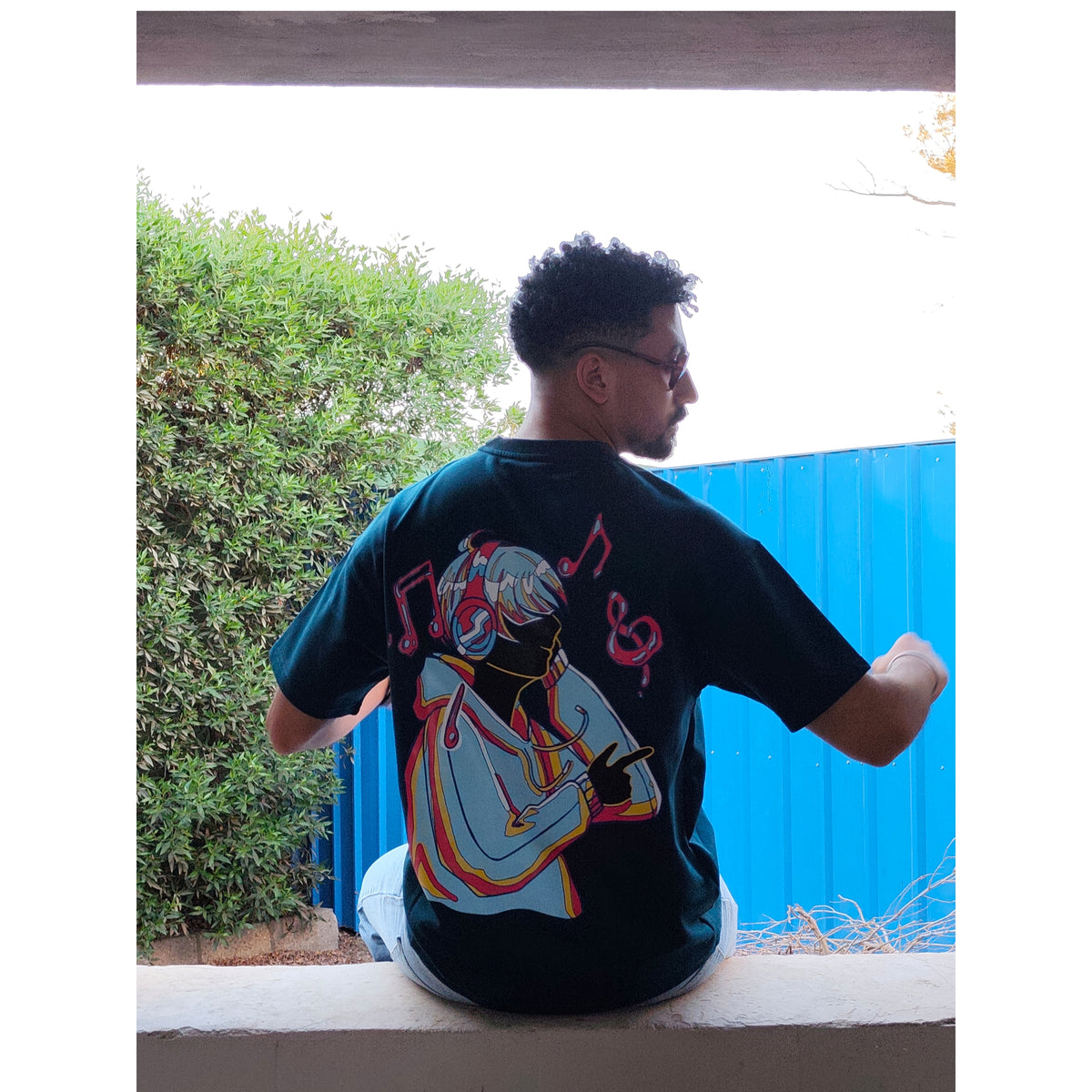 Music is my jam petrol blue boxi fit t-shirt