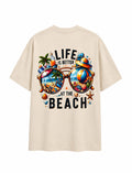 Life is at the beach beige boxi fit t-shirt