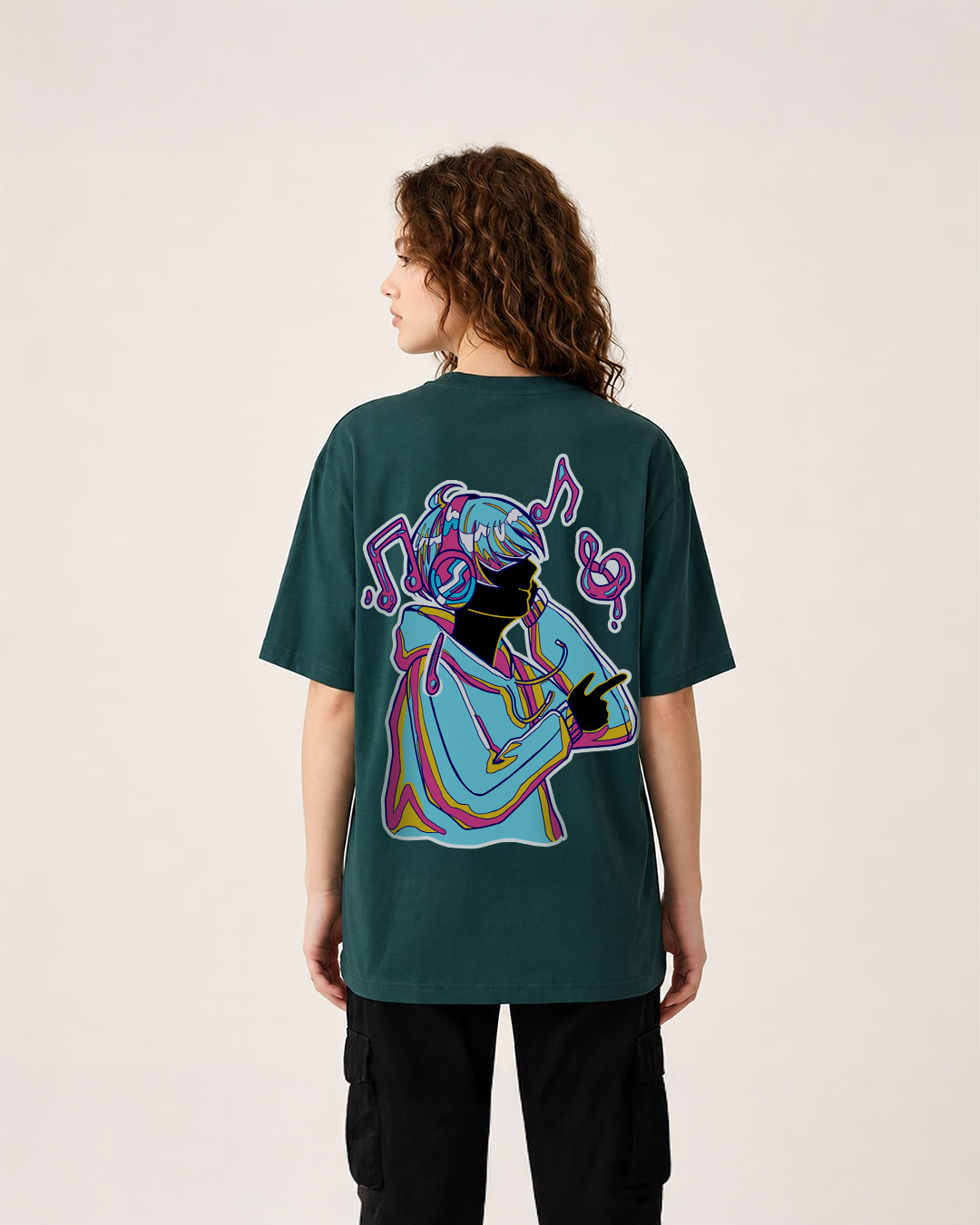 Music is my jam petrol blue boxi fit t-shirt