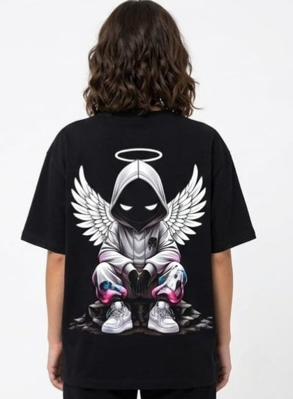 shadow angel black boxi fit t-shirt