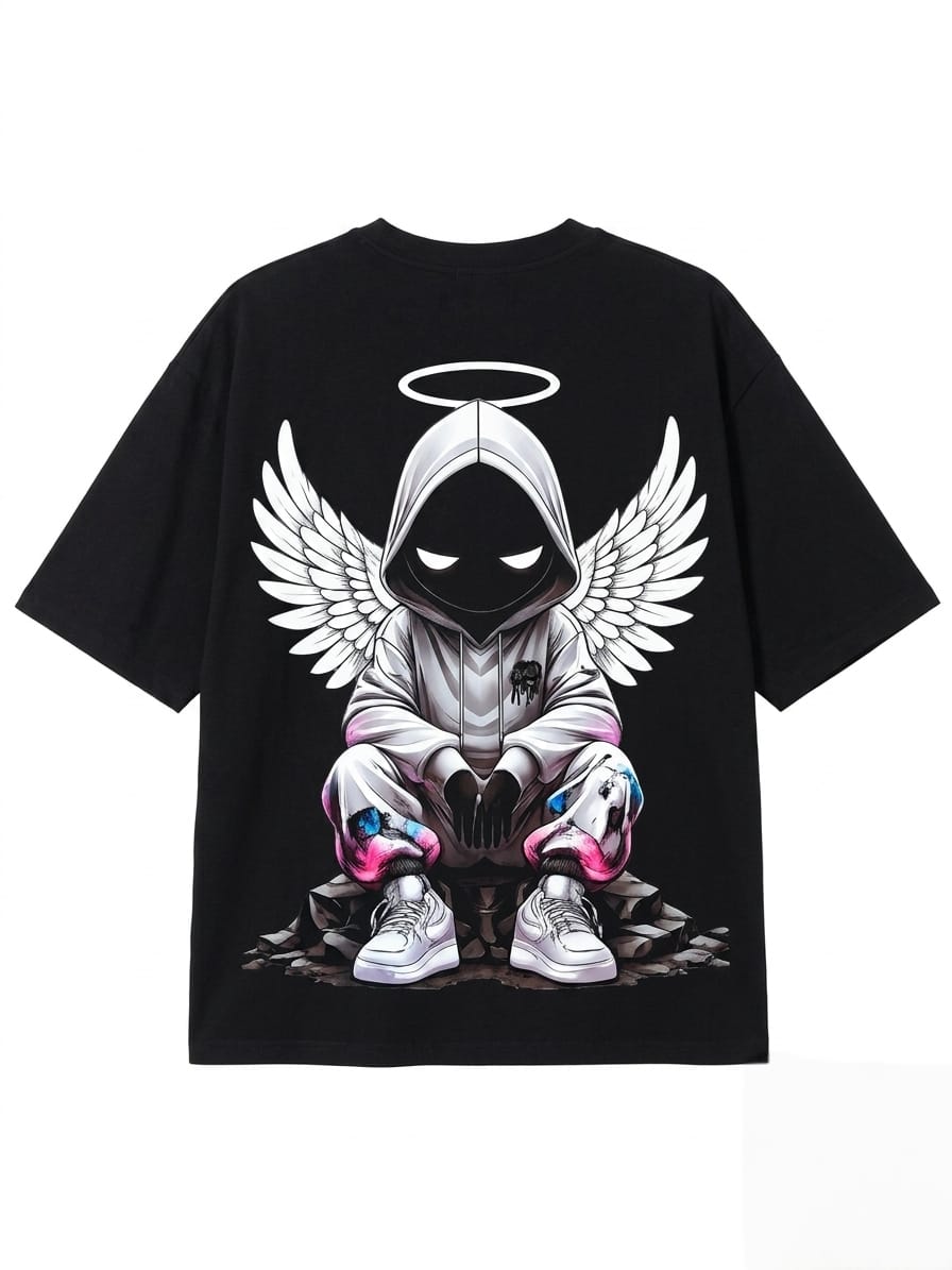 shadow angel black boxi fit t-shirt
