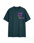 Music is my jam petrol blue boxi fit t-shirt
