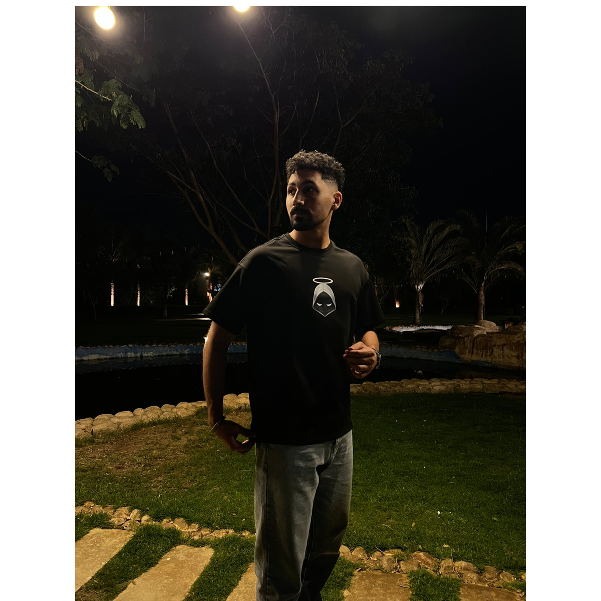 shadow angel black boxi fit t-shirt