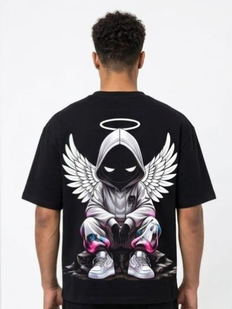 shadow angel black boxi fit t-shirt